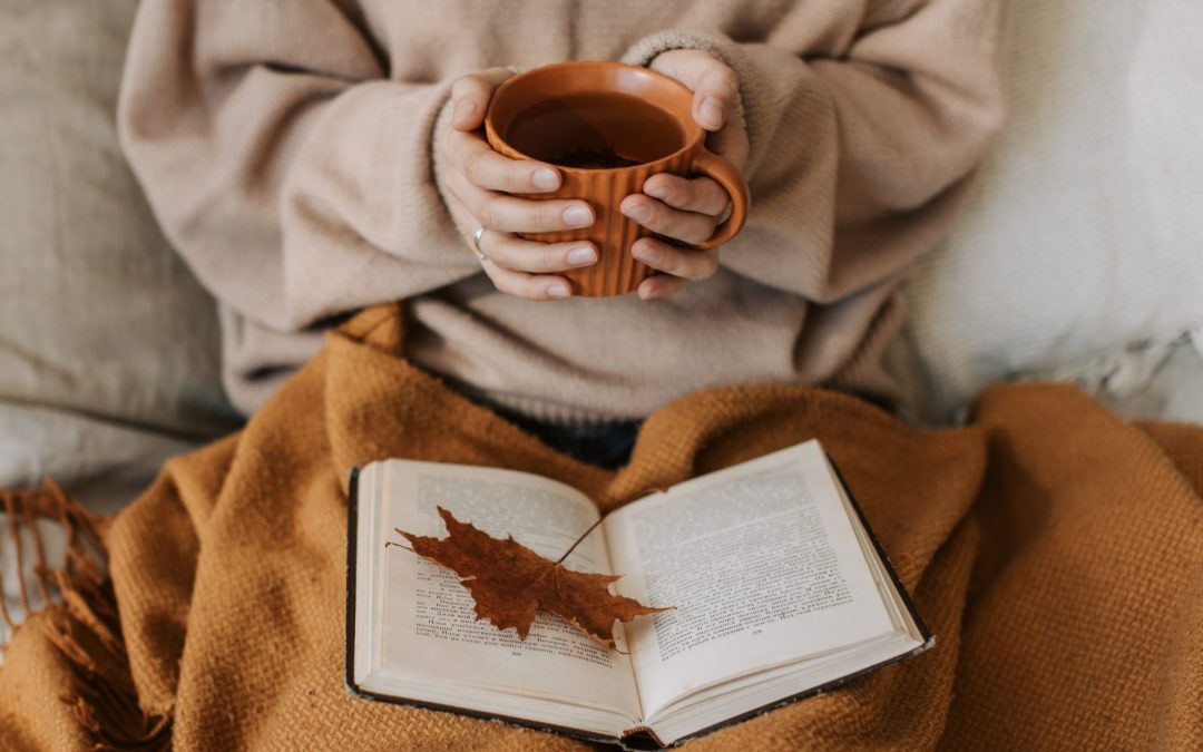 book and warm tea